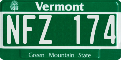 VT license plate NFZ174