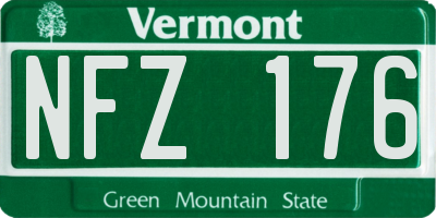 VT license plate NFZ176