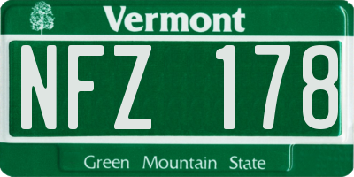 VT license plate NFZ178