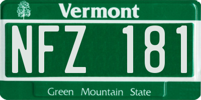 VT license plate NFZ181