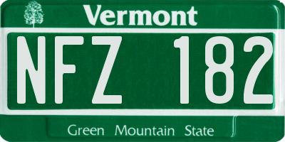 VT license plate NFZ182