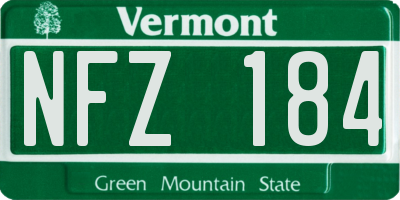 VT license plate NFZ184