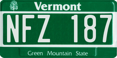 VT license plate NFZ187