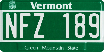 VT license plate NFZ189