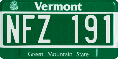 VT license plate NFZ191