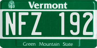 VT license plate NFZ192
