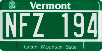 VT license plate NFZ194