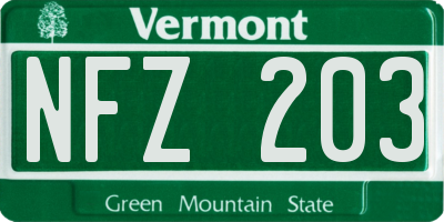 VT license plate NFZ203