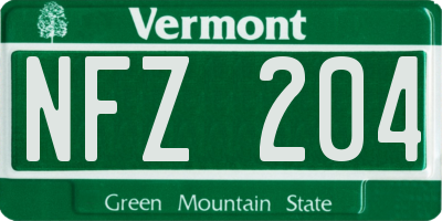 VT license plate NFZ204