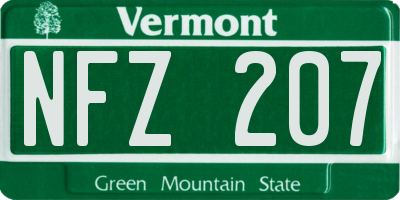 VT license plate NFZ207