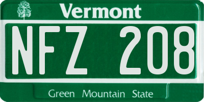 VT license plate NFZ208
