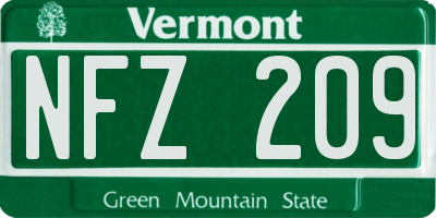 VT license plate NFZ209