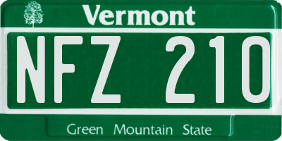 VT license plate NFZ210