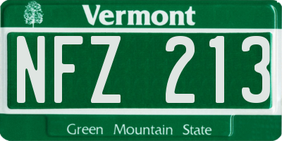 VT license plate NFZ213