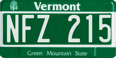 VT license plate NFZ215