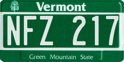 VT license plate NFZ217