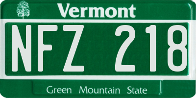 VT license plate NFZ218