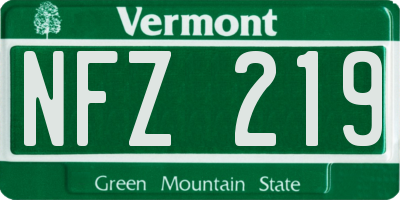 VT license plate NFZ219