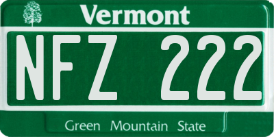 VT license plate NFZ222