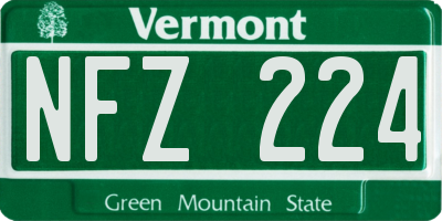 VT license plate NFZ224