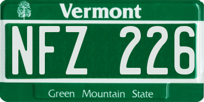 VT license plate NFZ226