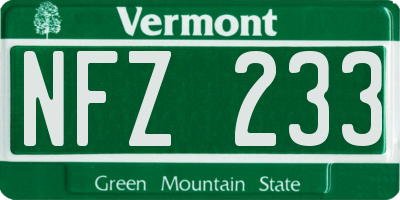VT license plate NFZ233