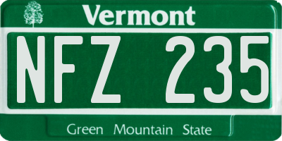 VT license plate NFZ235