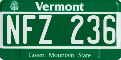 VT license plate NFZ236
