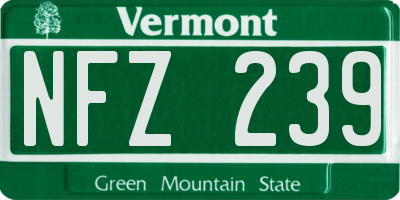 VT license plate NFZ239