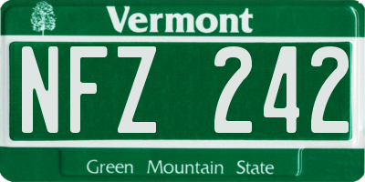VT license plate NFZ242