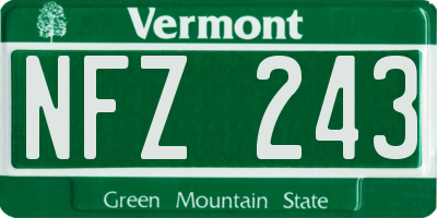 VT license plate NFZ243