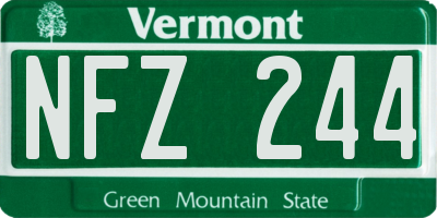 VT license plate NFZ244