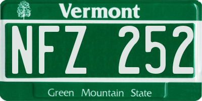 VT license plate NFZ252