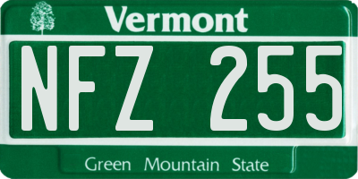 VT license plate NFZ255