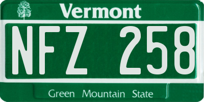 VT license plate NFZ258