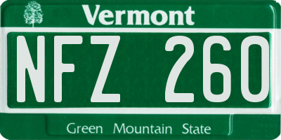 VT license plate NFZ260