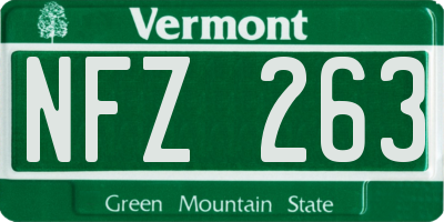 VT license plate NFZ263