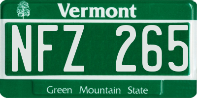 VT license plate NFZ265