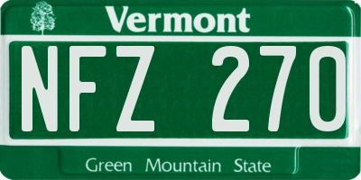 VT license plate NFZ270