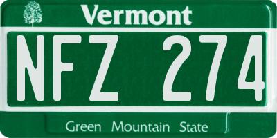 VT license plate NFZ274