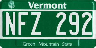VT license plate NFZ292