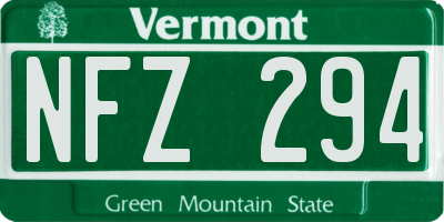VT license plate NFZ294