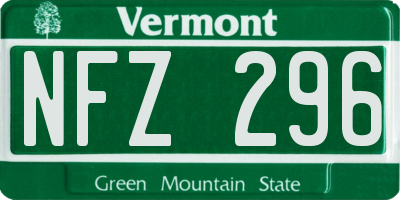 VT license plate NFZ296