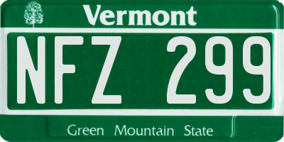 VT license plate NFZ299
