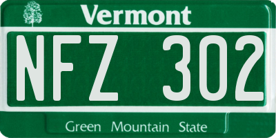 VT license plate NFZ302