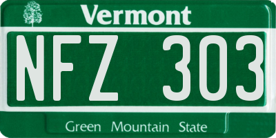 VT license plate NFZ303