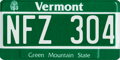 VT license plate NFZ304