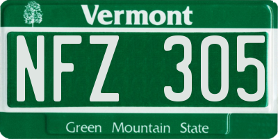 VT license plate NFZ305