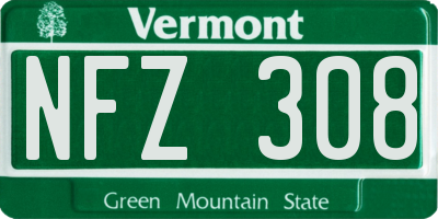 VT license plate NFZ308