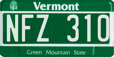 VT license plate NFZ310